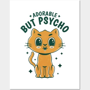 Cute psycho cat cartoon Posters and Art